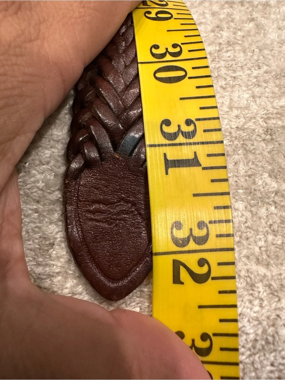 Braided Brown Leather Men’s Belt with Brass Buckle